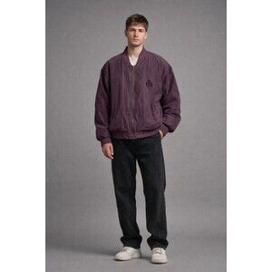 Vintage 90s Townsend & Lake 100% Silk Bomber Jacket Plum Purple Crest